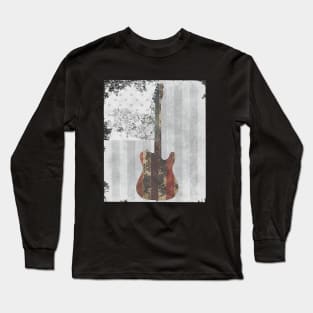 Telecaster With Rustic American Flag Background Long Sleeve T-Shirt